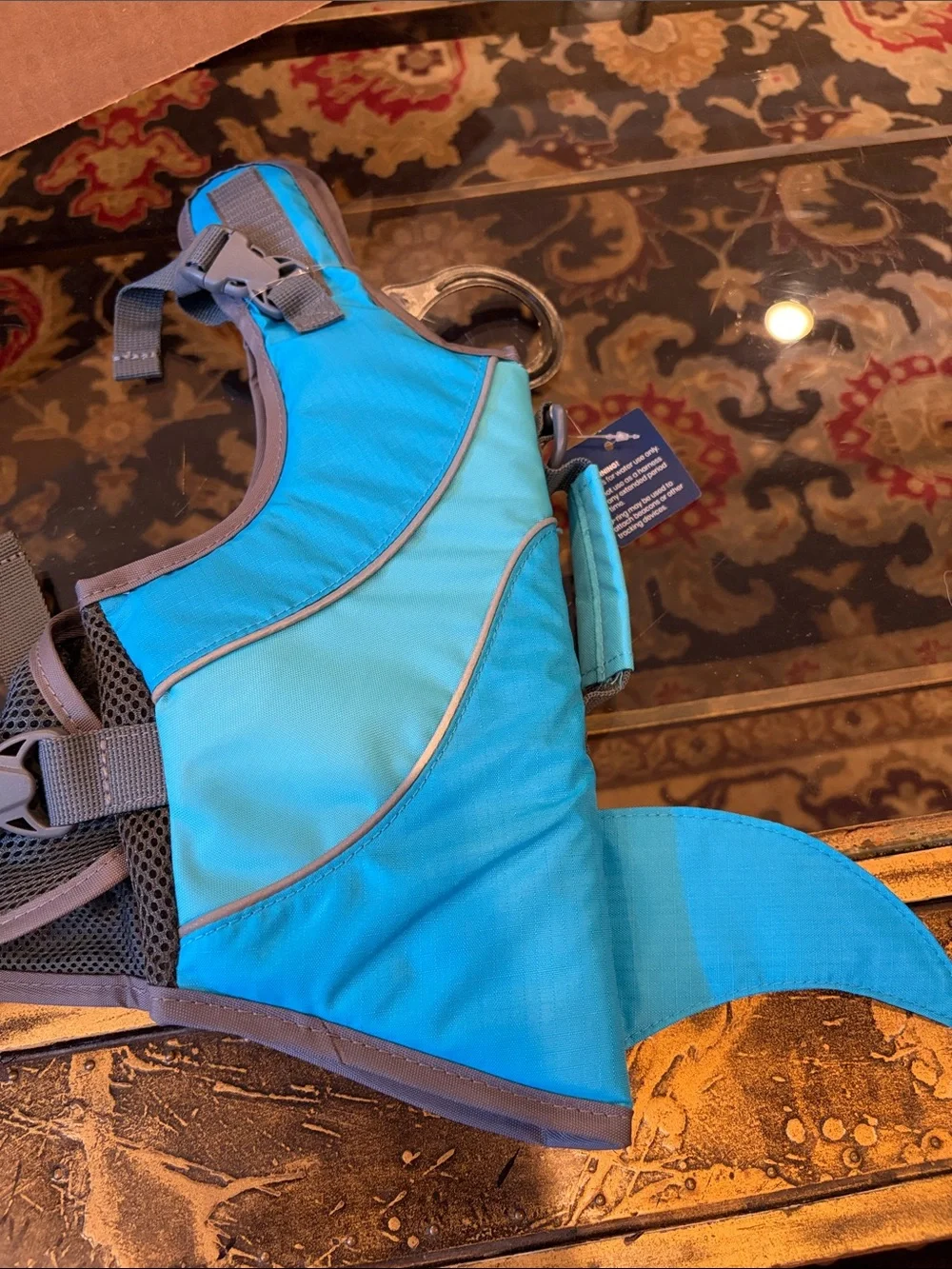 NWT Blue Dog Swim Life Jacket Harness with Mesh Panels Shark Design Small